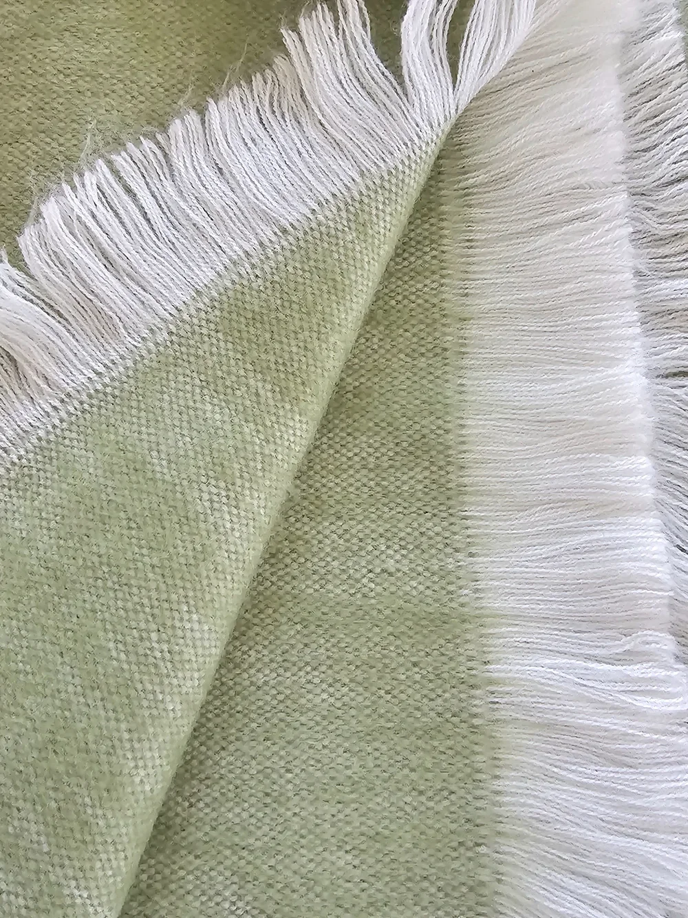 Alpaca Light Green Scarf Very Comfortable to Wear EUC